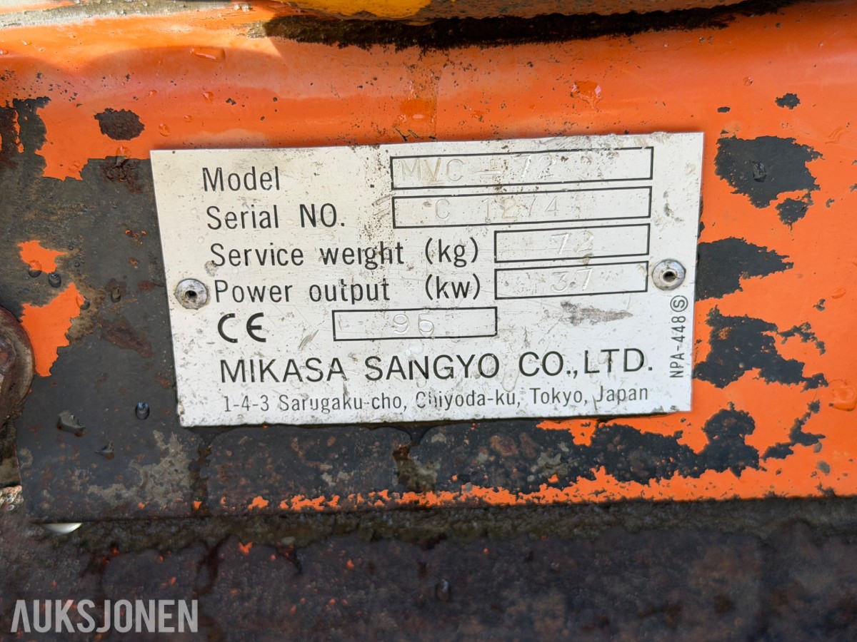Mikasa MVC-72 Vibrasjonsplate med Robin EY20 motor