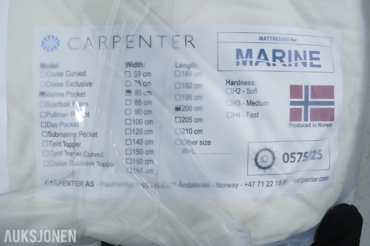 2 stk. Marine Pocket 80x200cm m/overmadrass