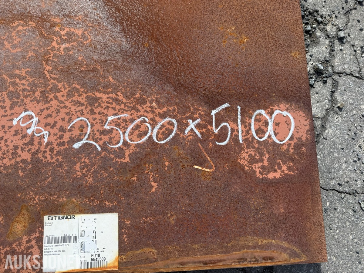 HARDOX Stålplate / sliteplate 16 mm – ca. 2500 x 5100 mm
