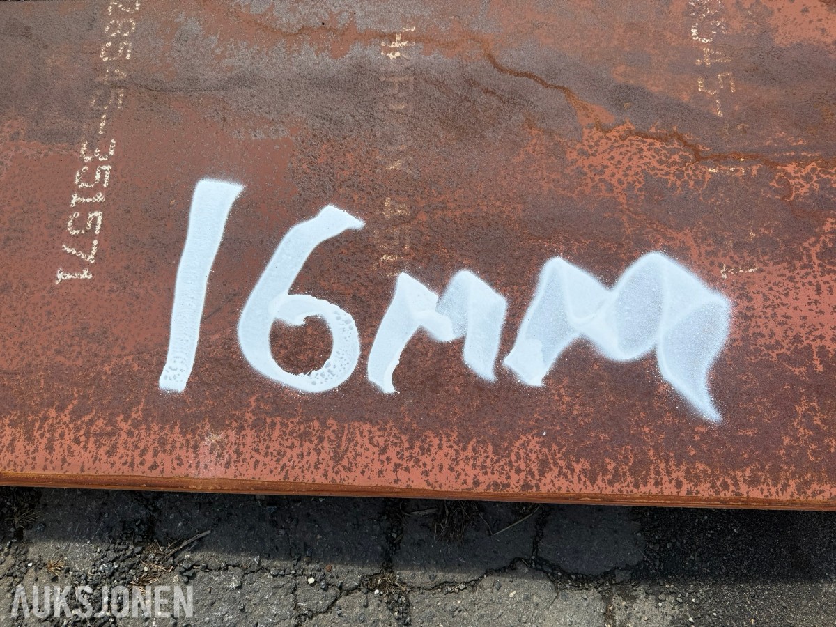 HARDOX Stålplate / sliteplate 16 mm – ca. 2500 x 5100 mm