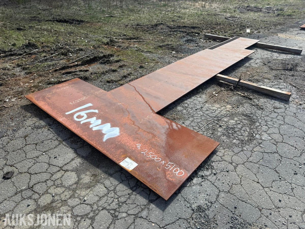 HARDOX Stålplate / sliteplate 16 mm – ca. 2500 x 5100 mm