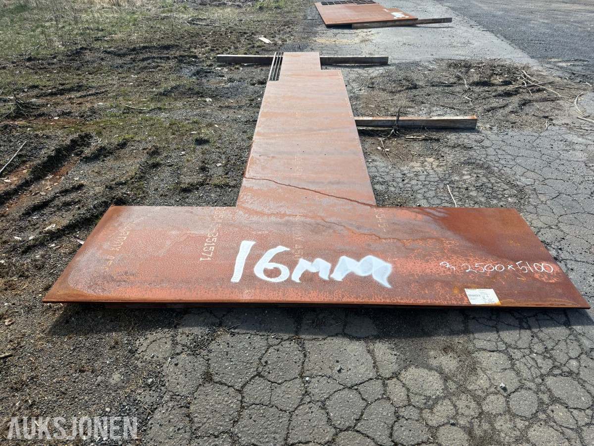 HARDOX Stålplate / sliteplate 16 mm – ca. 2500 x 5100 mm