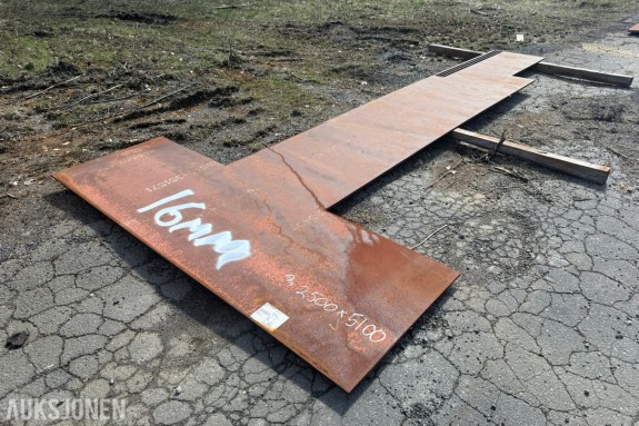 HARDOX Stålplate / sliteplate 16 mm – ca. 2500 x 5100 mm