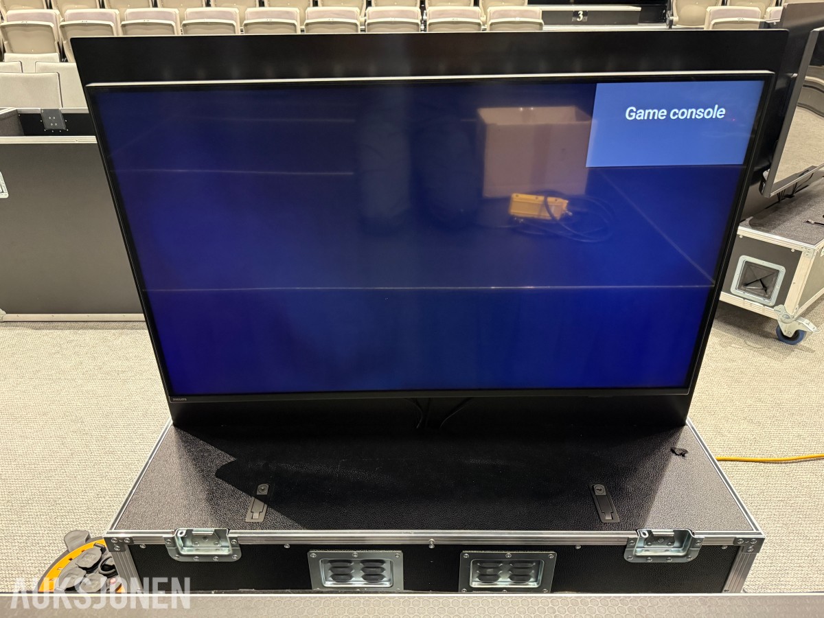 2 Stk. Philips TV-skjermer i flightcase med kabling og tilbehør