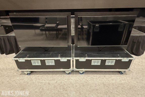 2 Stk. Philips TV-skjermer i flightcase med kabling og tilbehør