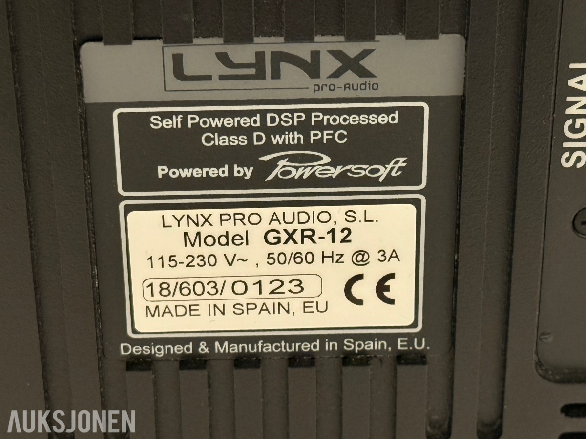 2 stk Lynx Pro Audio GXR-12 aktive PA-høyttalere 1400W DSP