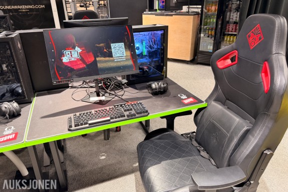 Komplett Gamingstasjon – PC, skjerm, gamingstol, bord, tastatur og headset