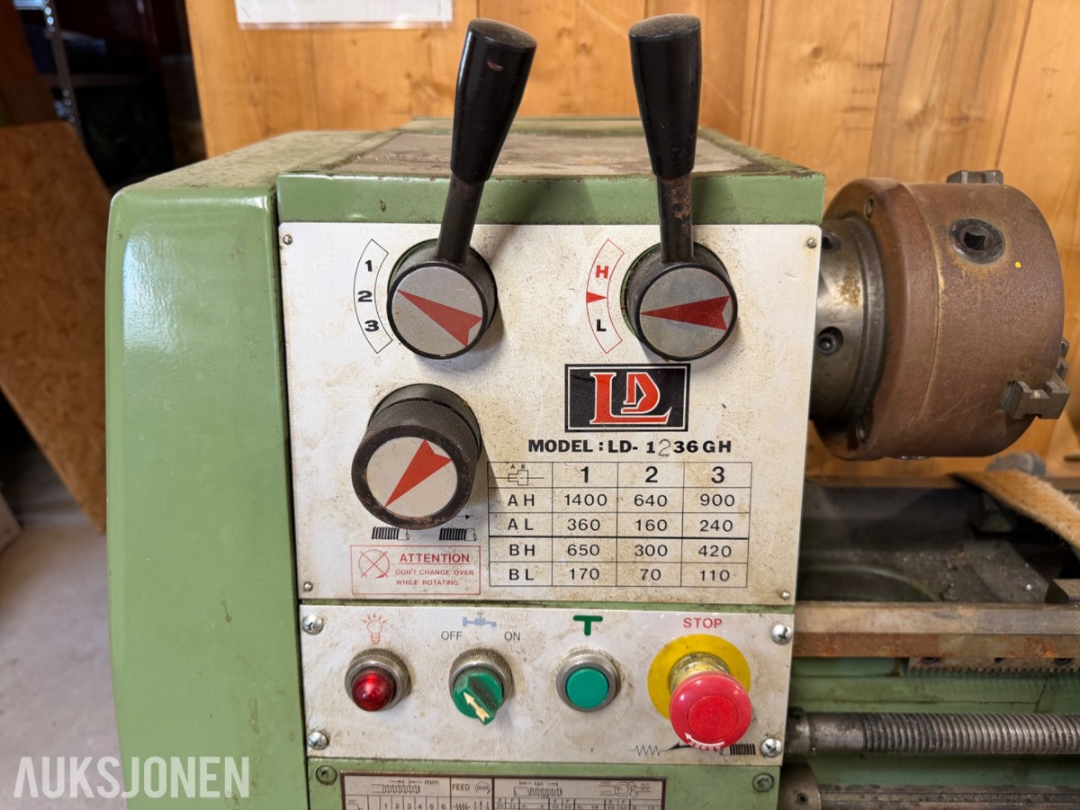 LD LD-1236GH Metall dreiebenk – med kjøling og skap