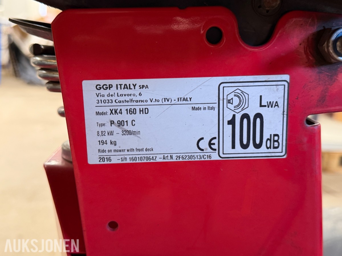 2016 Castelgarden XK4 160 HD Sitteklipper – Briggs & Stratton 4155