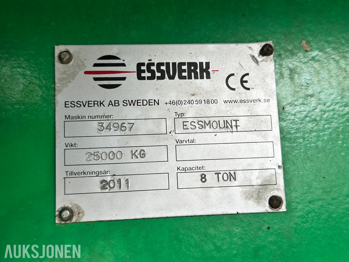 2011 Essverk Essmount 8T monteringsmaskin - komplett m/vakuumutstyr + dokumentasjon