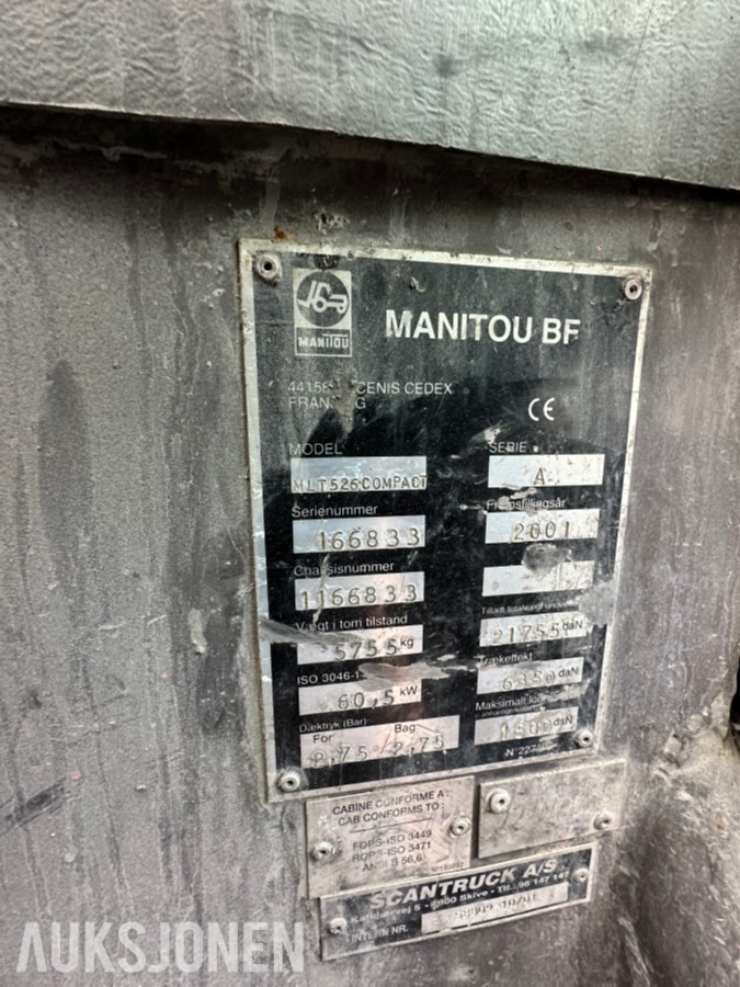 2001 Manitou MLT 526 Compact teleskoptruck, 14178 timer