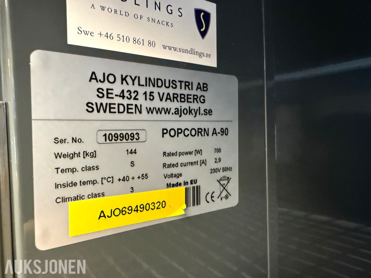 Popcornskap / varmeskap AJO Popcorn A-90 230V