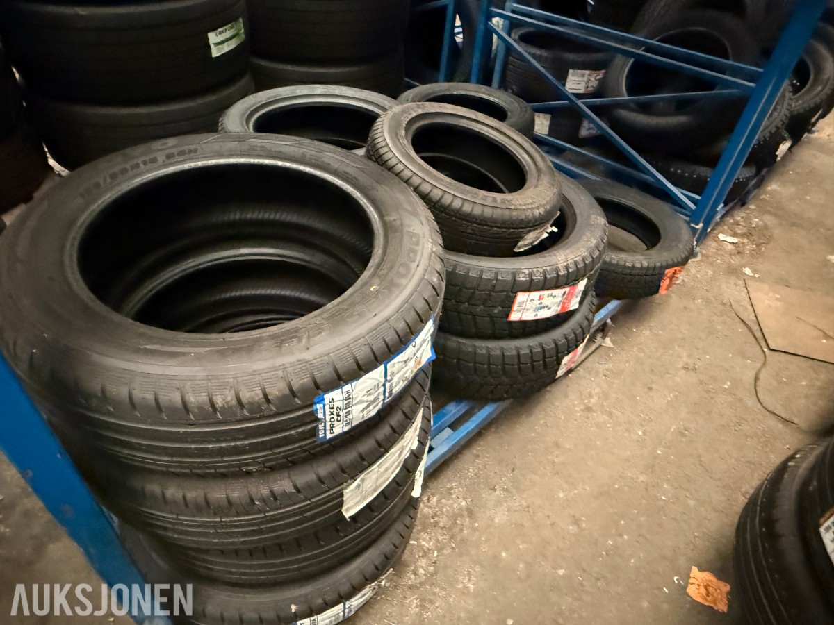 Lager av bildekk – selges samlet