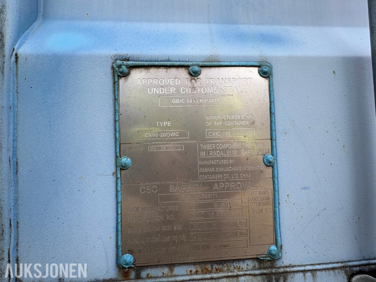 2014 20 fots container med omfattende saneringsutstyr – selges samlet