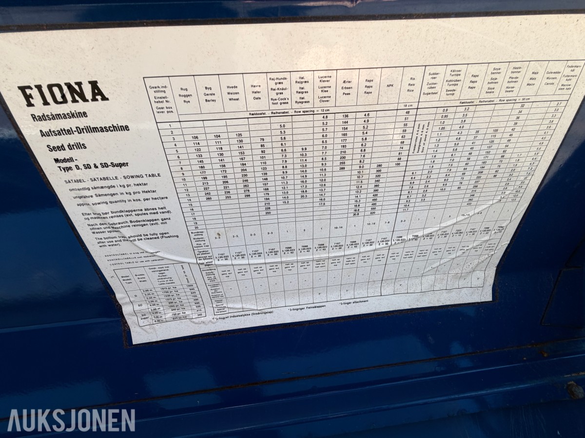 FIONA D70 - 300 SÅMASKIN / RADSÅMASKIN - 3 METER – MEKANISK
