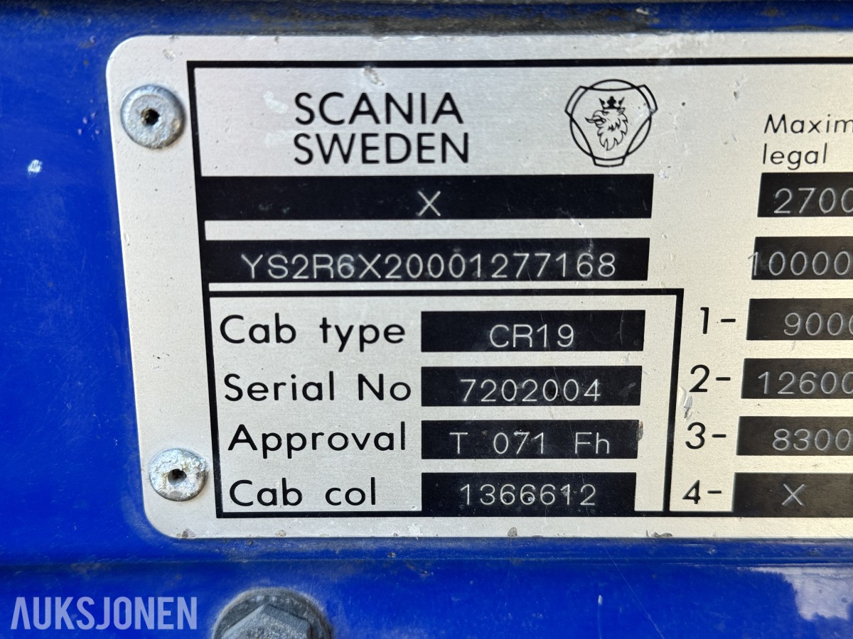 2002 Scania 470 R124GB 6X2*4NA Krokbil /m Kran