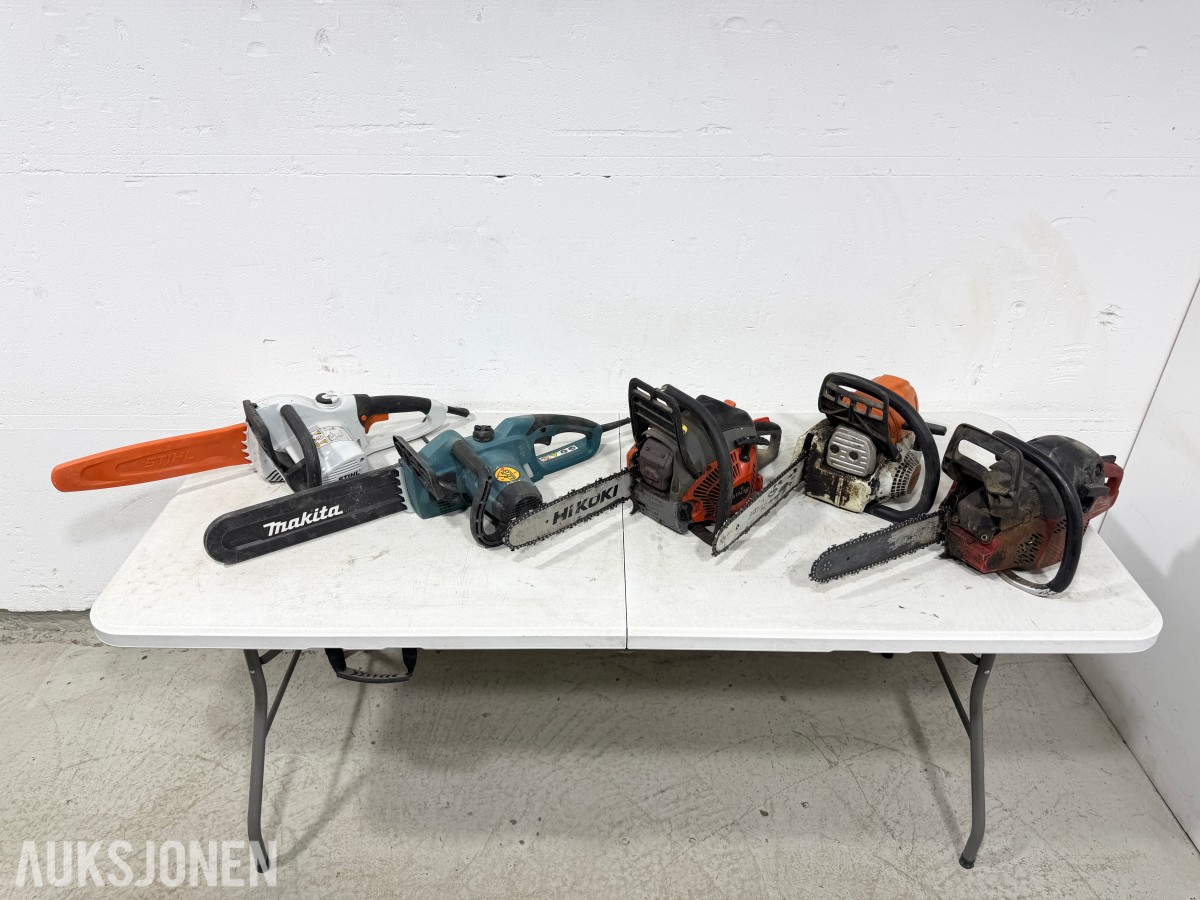 Parti motorsager og elektriske kjedesager – Stihl, Makita, Hikoki m.m.