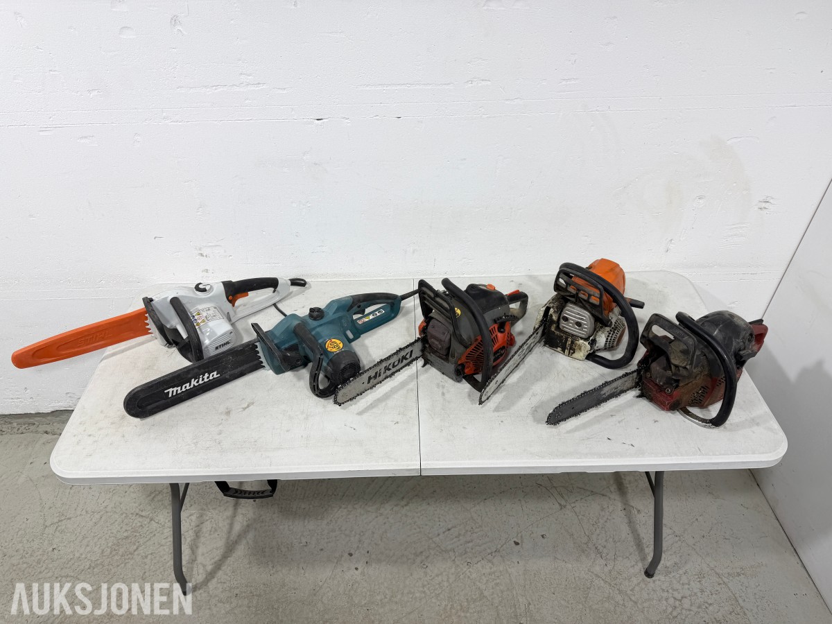 Parti motorsager og elektriske kjedesager – Stihl, Makita, Hikoki m.m.