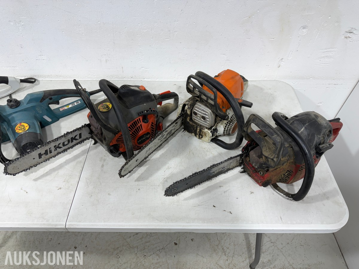 Parti motorsager og elektriske kjedesager – Stihl, Makita, Hikoki m.m.