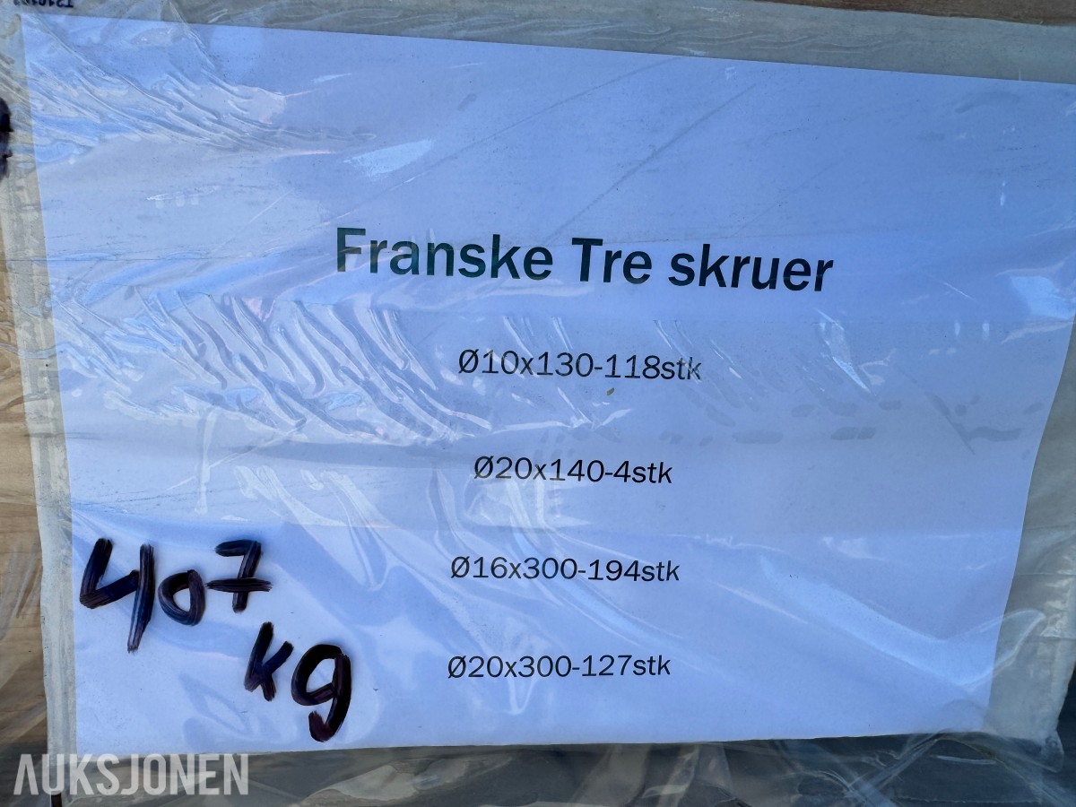 1 pall franske treskruer diverse str. 