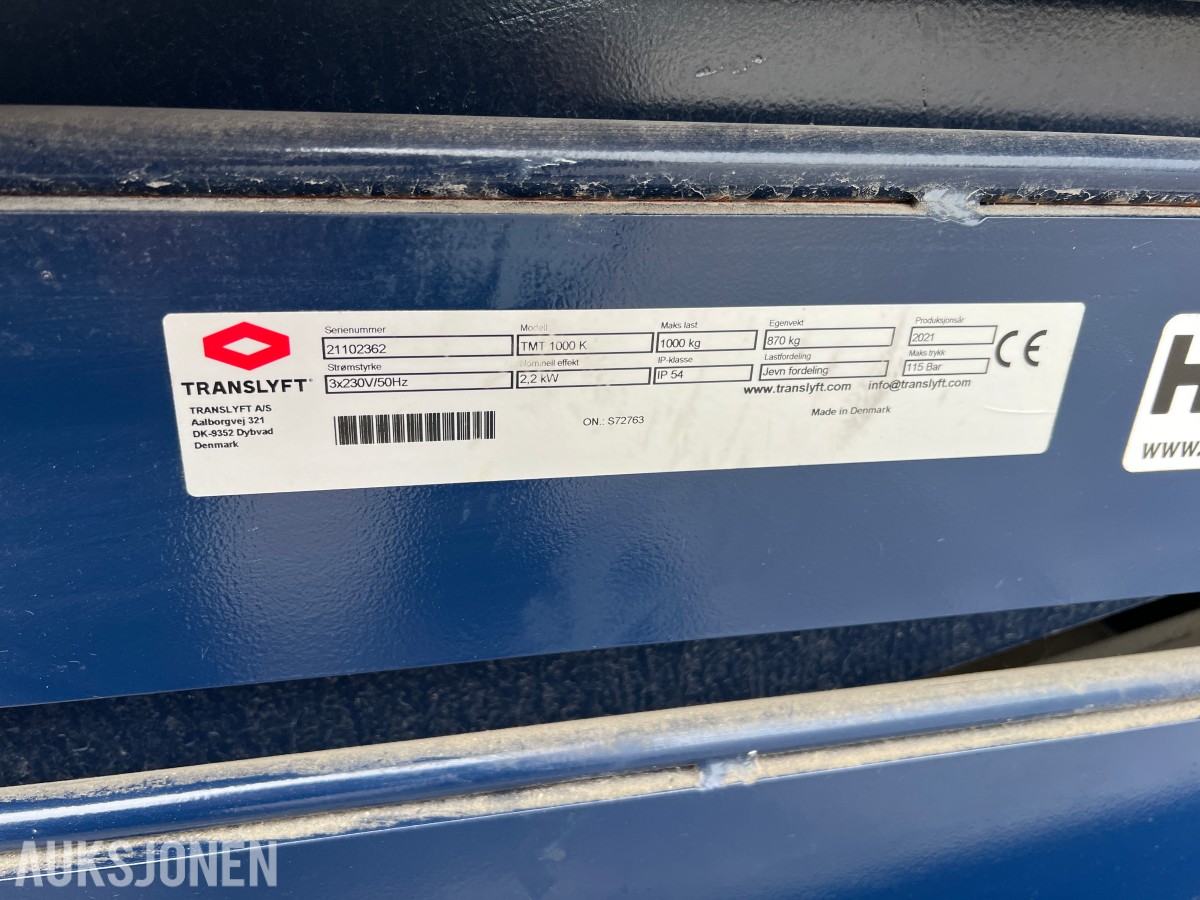 2021 Translyft løfterampe TMT 1000 K