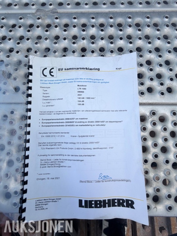 2021 Liebherr LTR 1060 beltekran