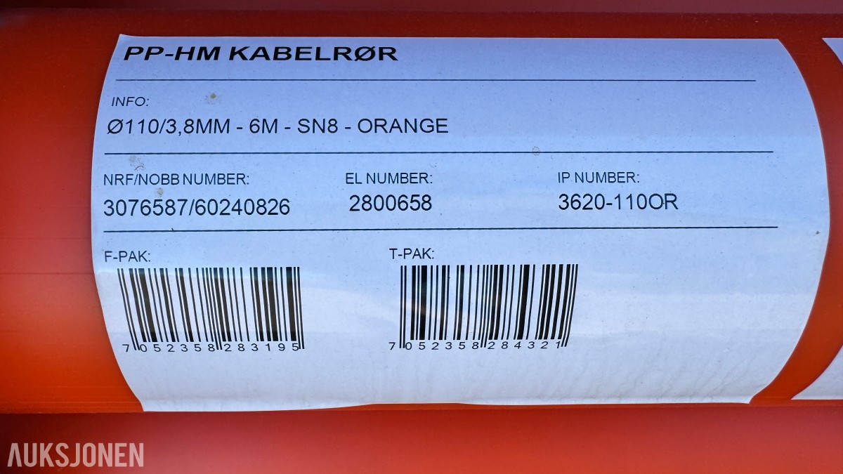 2025 INFRAPLAST 1200 meter PP_HM KABELRØR Ø110 SN8