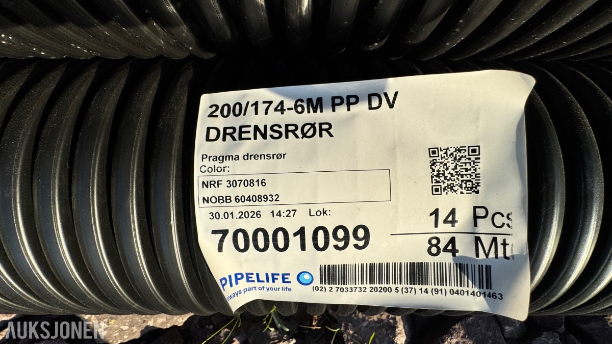 Pipelife Pragma drensrør SN8 – 200/174 mm - 252 meter
