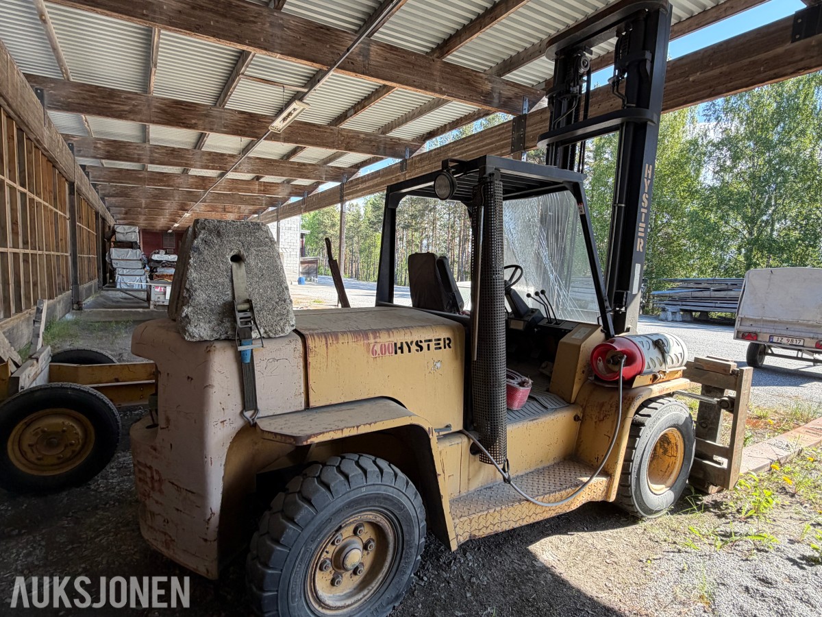 1991 Hyster H6.00XL Gaffeltruck / Propan / Gaffelforlengere
