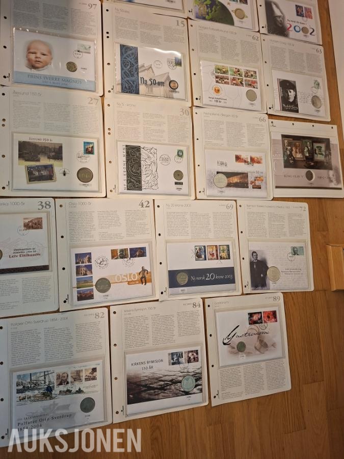 46 myntbrev, minst 7 i sølv, høy kostpris