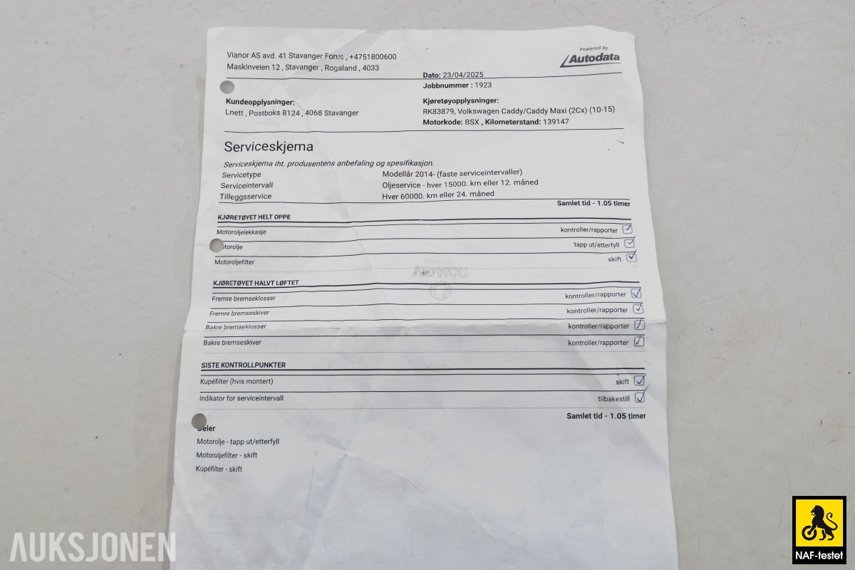 2014 Volkswagen CADDY *UTEN MINSTEPRIS* GASSDRIFT EU-OK 04.28 INNREDNING
