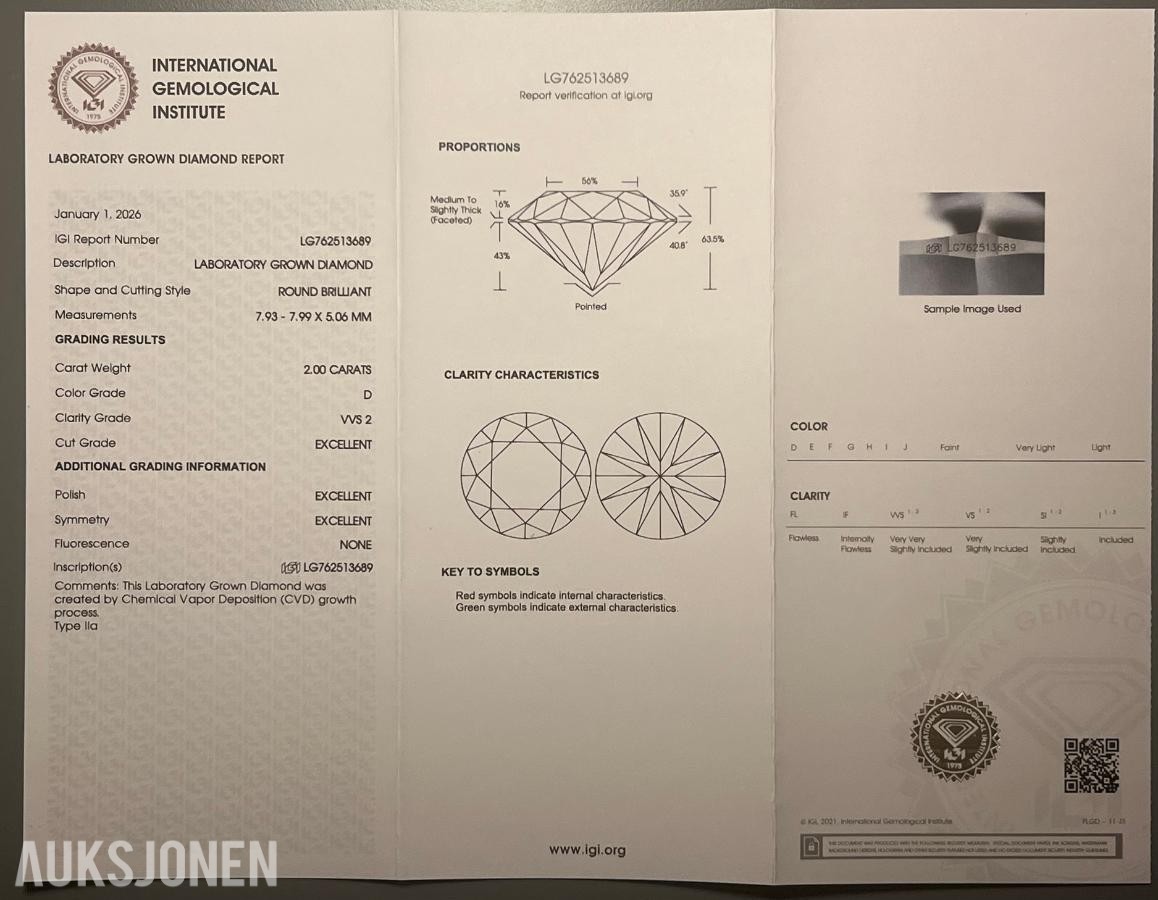 4.0Ct Diamantøredobber i Hvitt 14K Gull | IGI-sertifisert