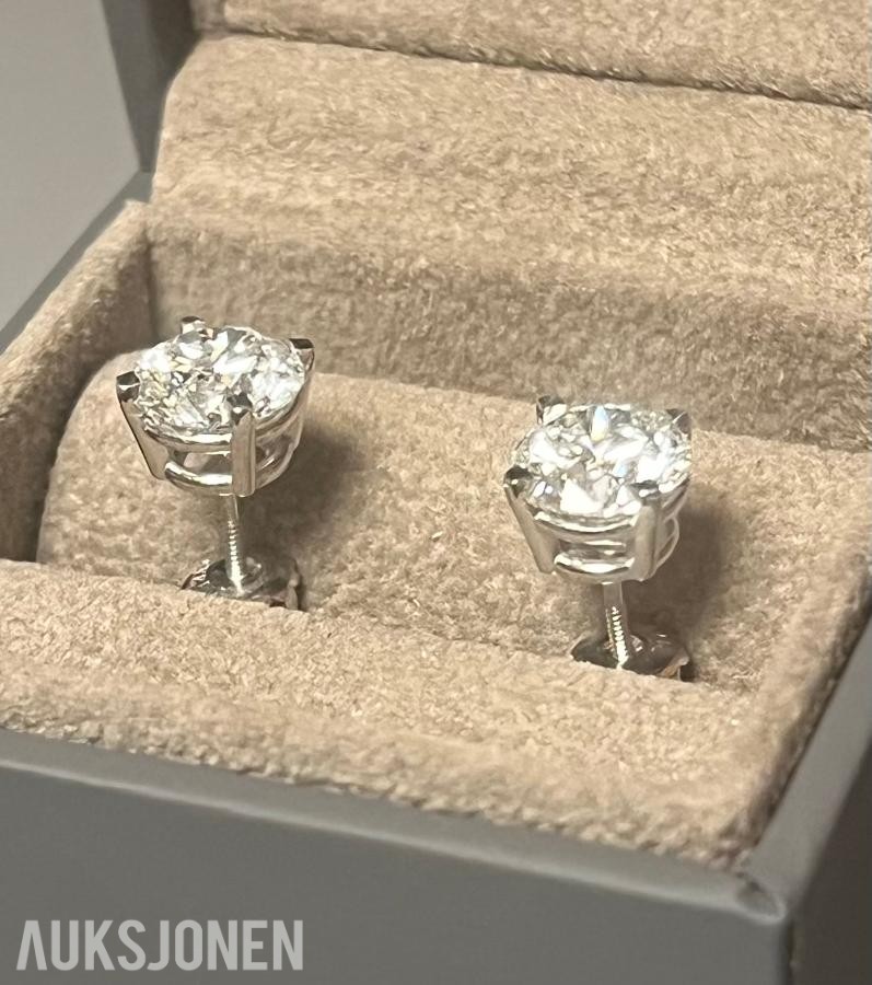 4.0Ct Diamantøredobber i Hvitt 14K Gull | IGI-sertifisert