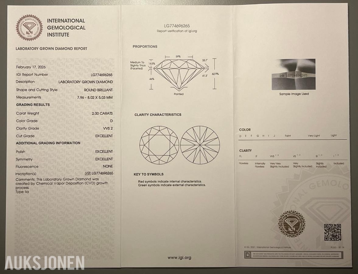 4.0Ct Diamantøredobber i Hvitt 14K Gull | IGI-sertifisert