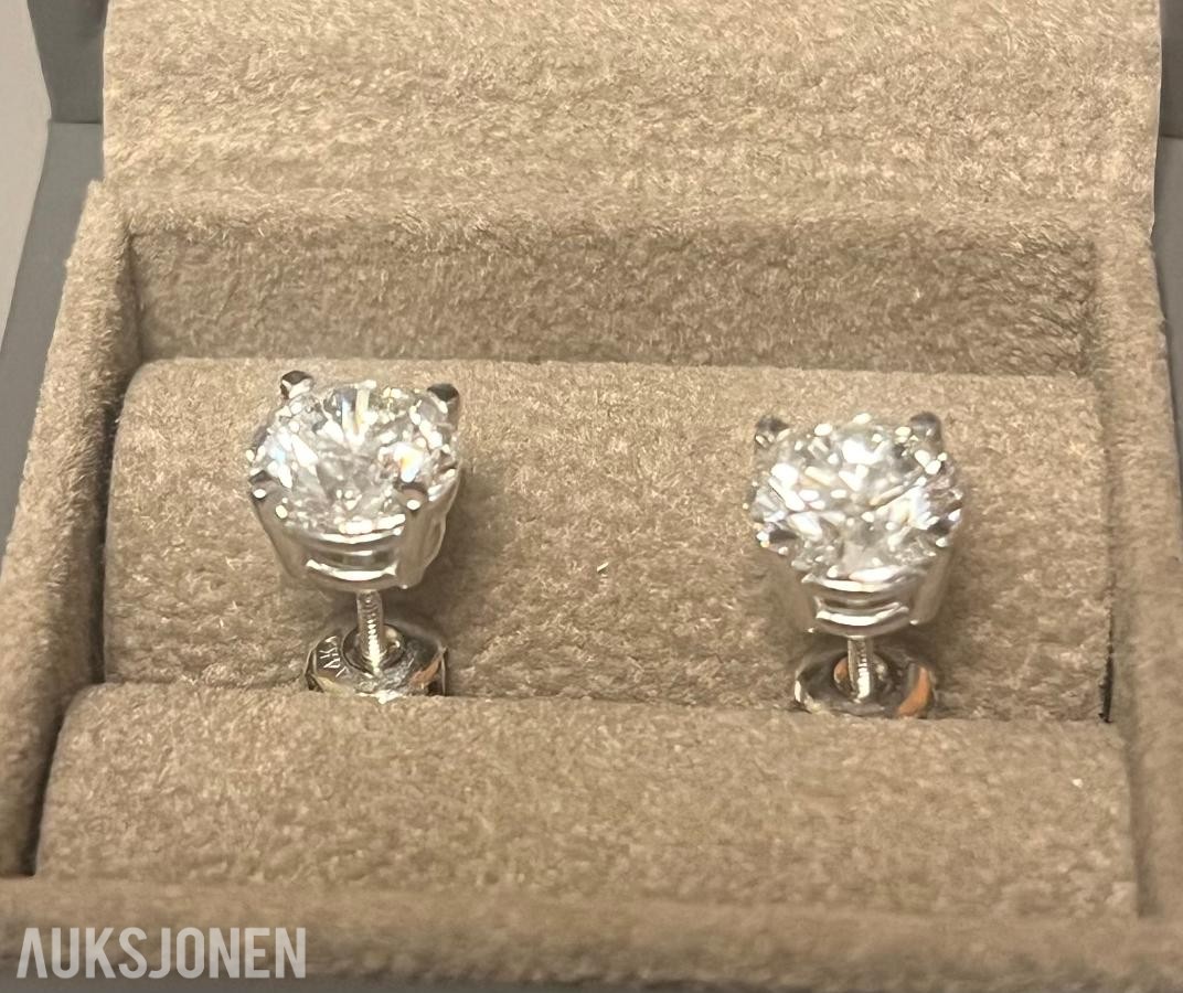 4.0Ct Diamantøredobber i Hvitt 14K Gull | IGI-sertifisert