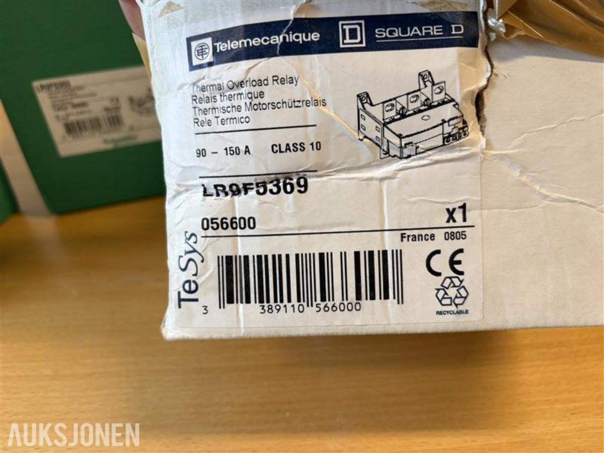 3stk Schneider Electric / TeSys LR9F5369 motorvernrelé 90–150A,  ubrukt