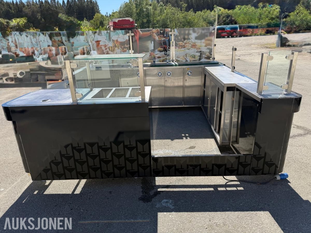 Stor profesjonell serveringsdisk / bar / kiosk løsning i rustfritt stål