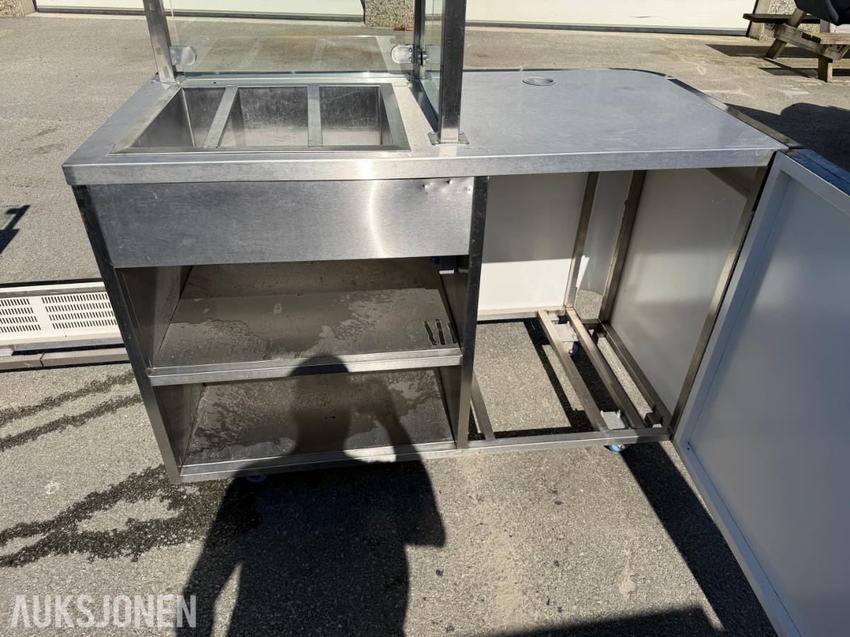 Stor profesjonell serveringsdisk / bar / kiosk løsning i rustfritt stål