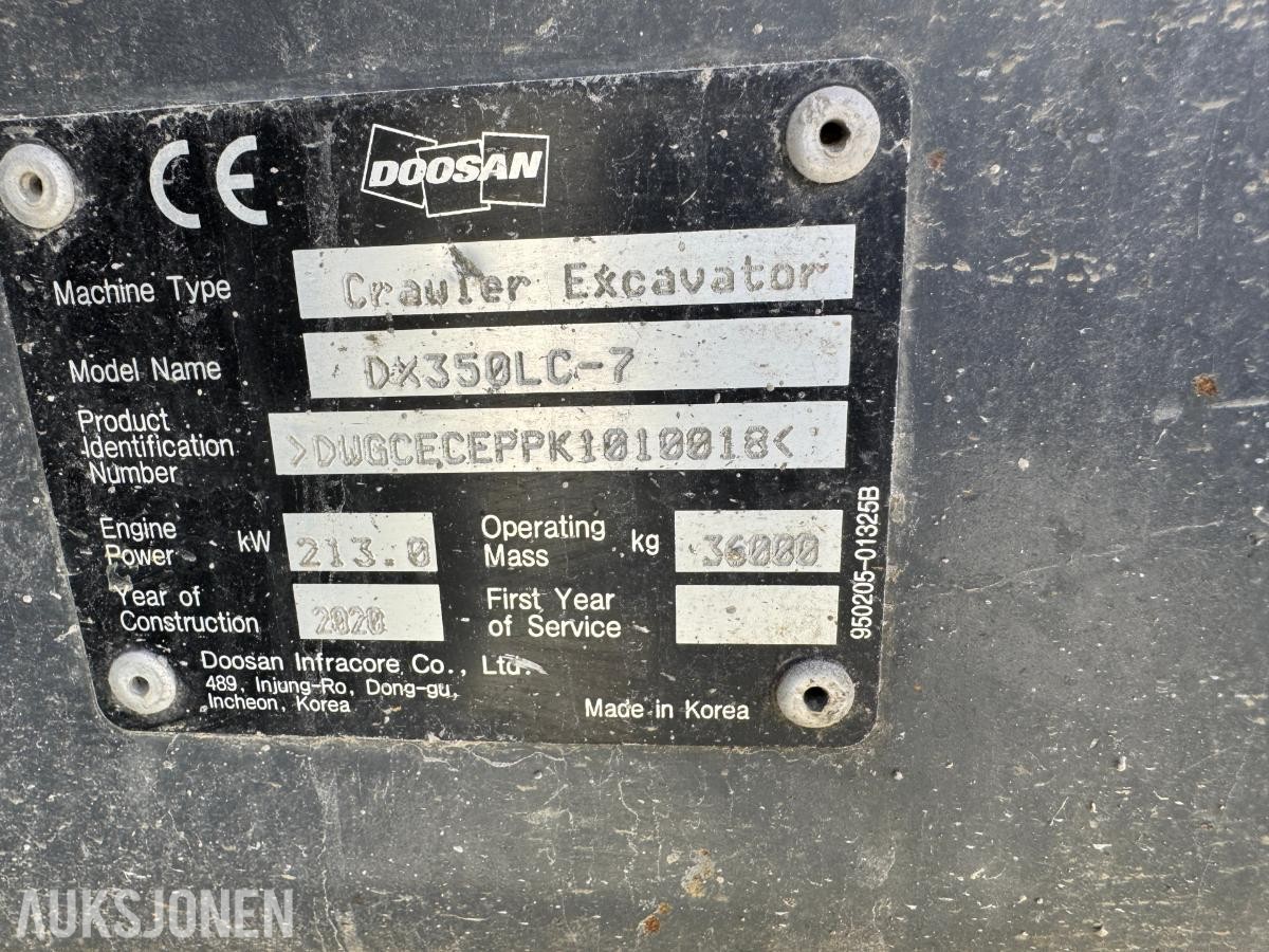 2020 Doosan DX350LC-7 - Beltegraver - Gravemaskin