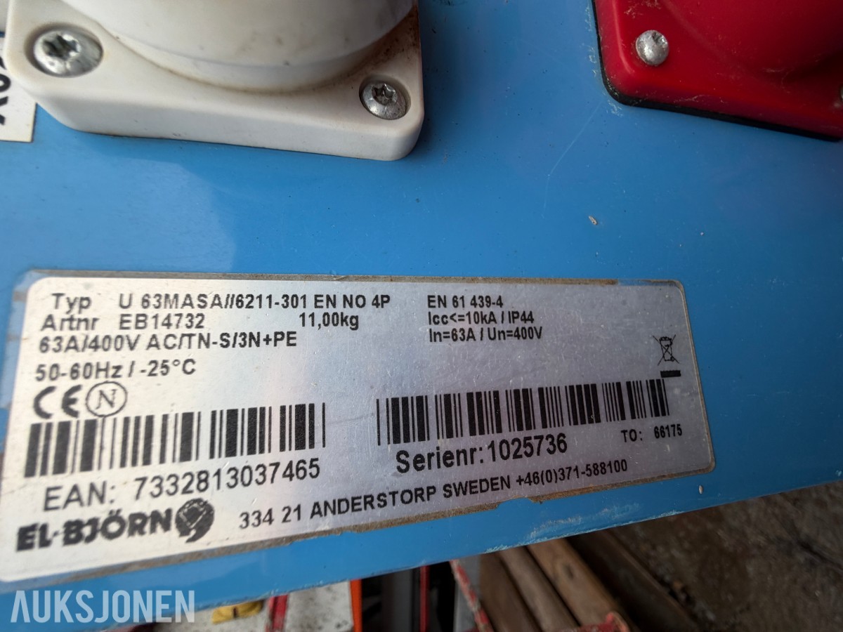 EL - BJÖRN STRØMFORDELINGSSKAP - 63A - 400V - IP44