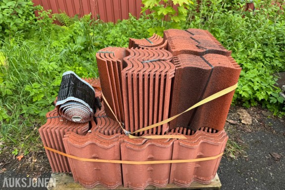 Skarpnes Takstein Dobbeltkrum Ru Antikk – ca. 120 stk + 9 mønestein