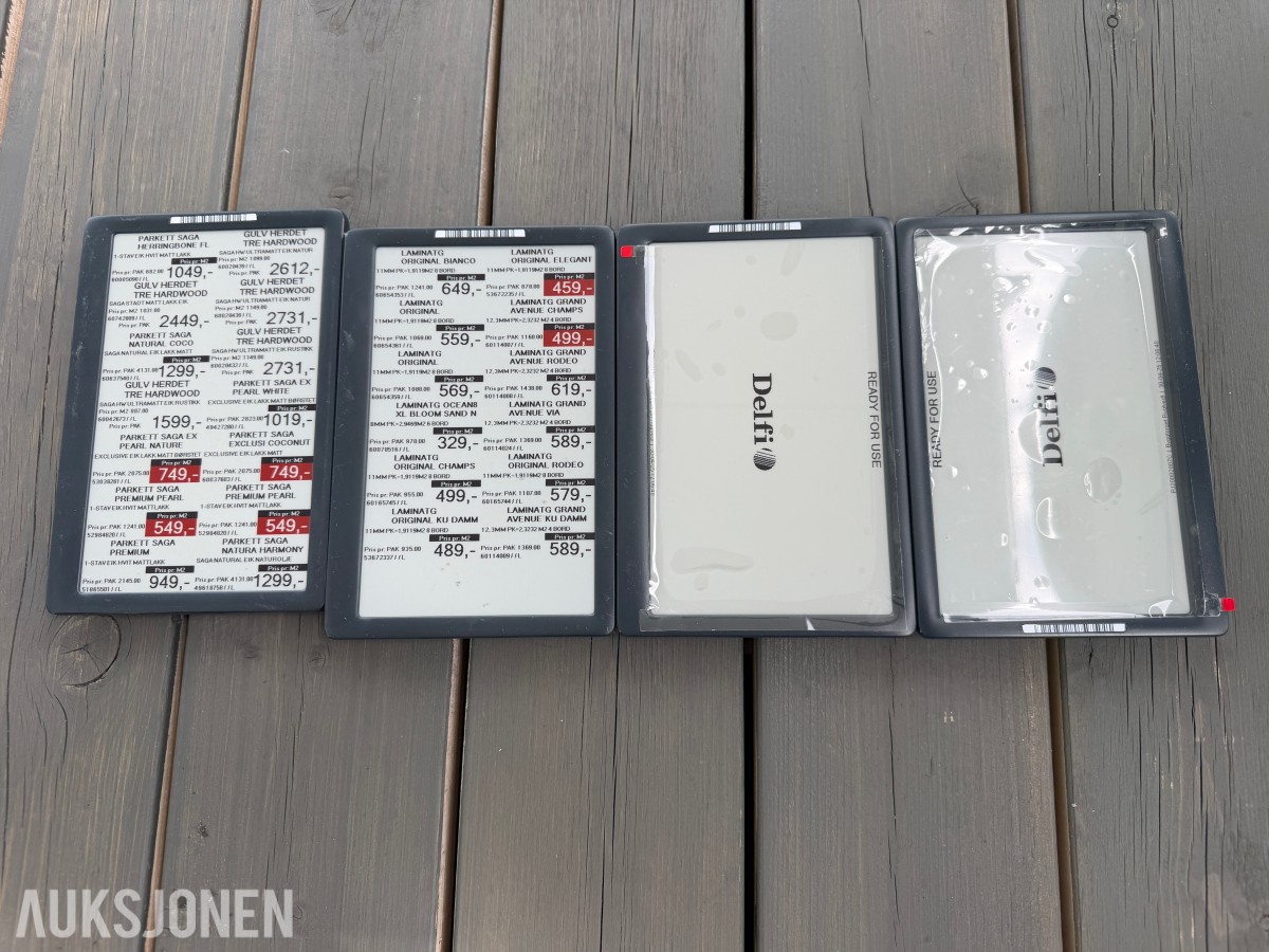 Delfi/Breece Chroma-4 elektroniske hylleetiketter med tilbehør