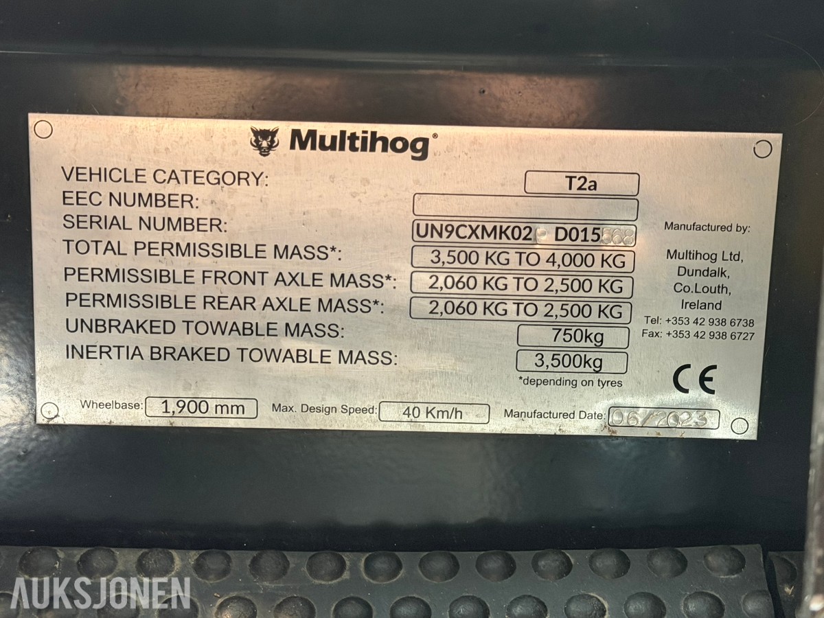 2023 Multihog T2a redskapsbærer med V-plog og feiekost