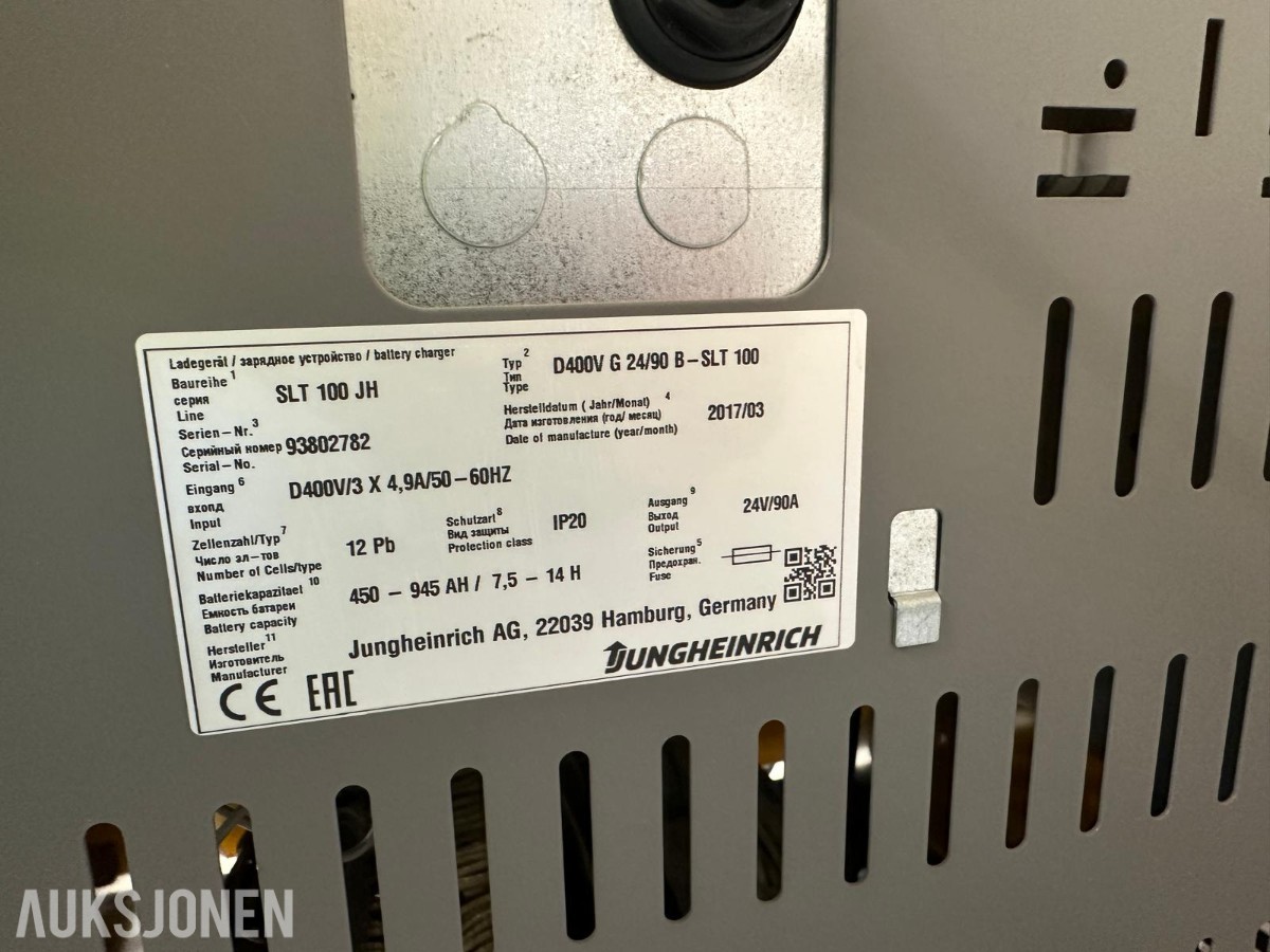 Jungheinrich SLT 100 Batterilader 24V / 90A – Industriell trucklader