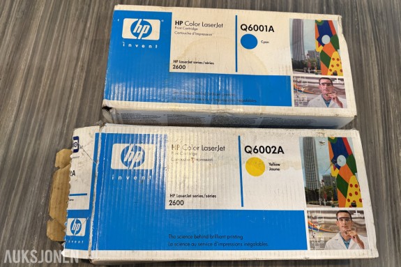 HP Color LaserJet toner / printpatroner — Q6001A Cyan + Q6002A Yellow — for HP LaserJet 2600