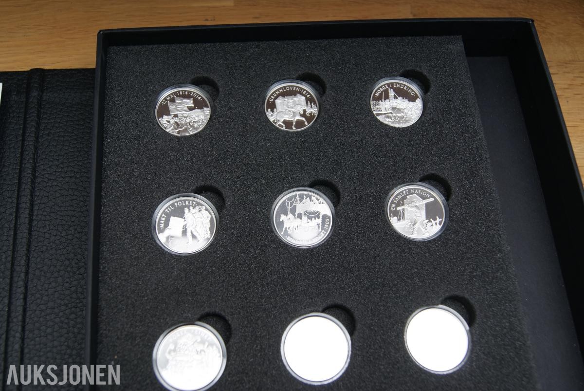 PERM MED 12 SØLV MEDALJER - "NORGES GRUNNLOV 1814-2014."
