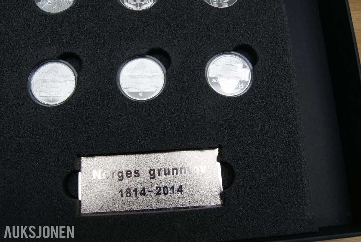 PERM MED 12 SØLV MEDALJER - "NORGES GRUNNLOV 1814-2014."
