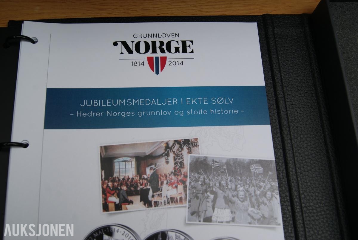 PERM MED 12 SØLV MEDALJER - "NORGES GRUNNLOV 1814-2014."