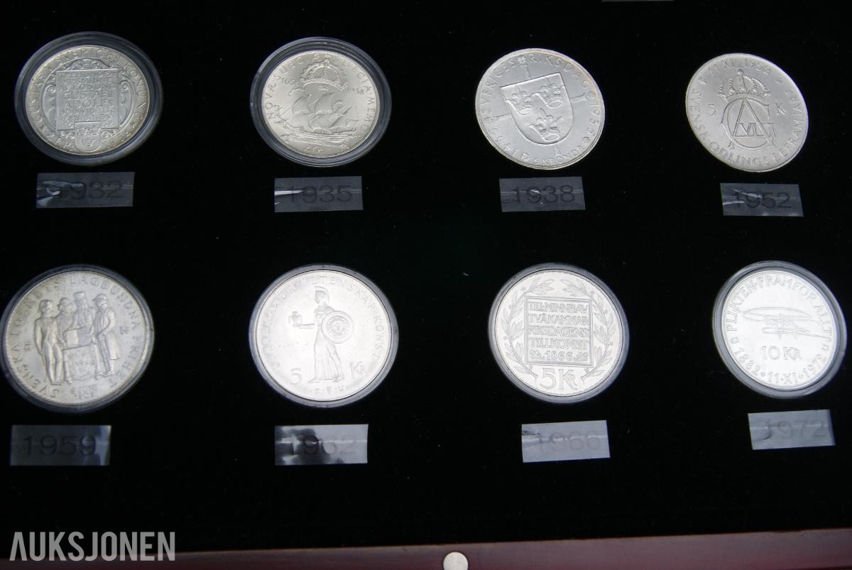 11 SØLV MINNE-MYNTER SVERIGE 1897 - 1972!