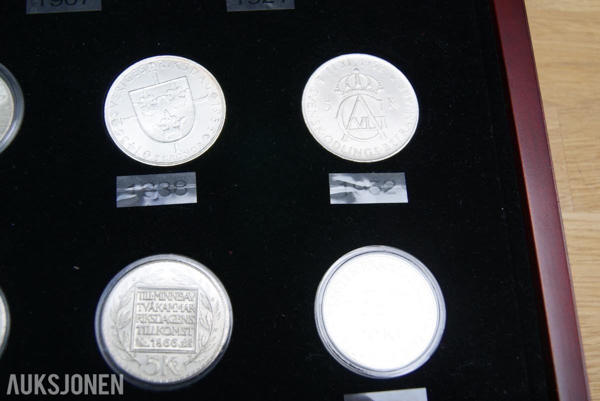 11 SØLV MINNE-MYNTER SVERIGE 1897 - 1972!